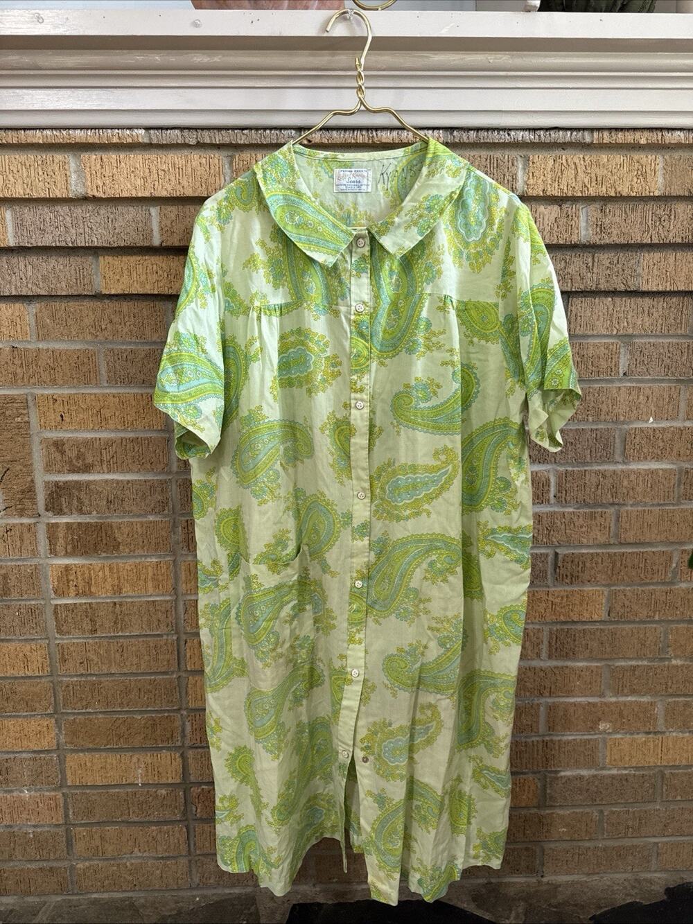 VTG Sears Koffee Kasuals Paisley House Dress Cotton Sz M Prairie Cottagecore